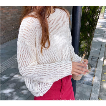 New solid color o-neck Loose Sweater